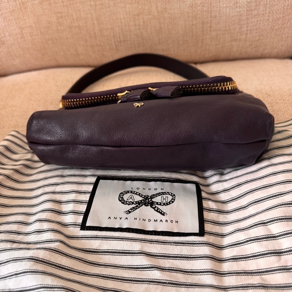 Anya Hindmarch Maxi Zip Aubergine Leather Crossbody Bag + Dust Bag - Picture 7 of 13